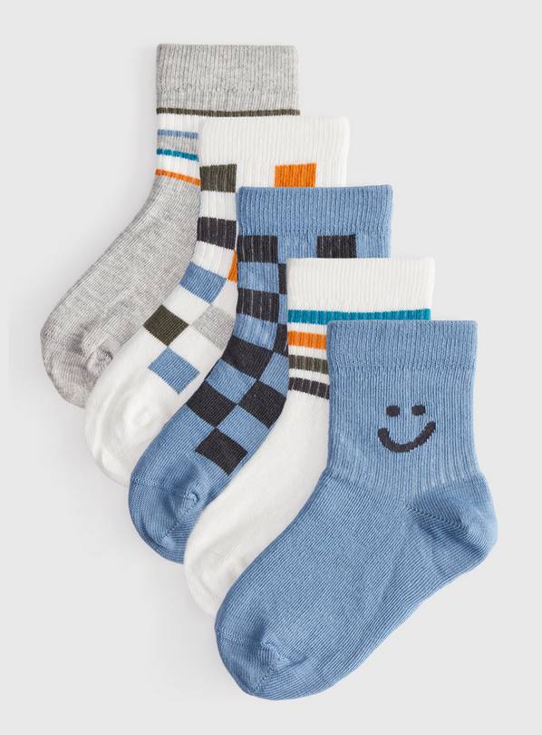 Muted Checkerboard Ankle Socks 5 Pack 4-6.5